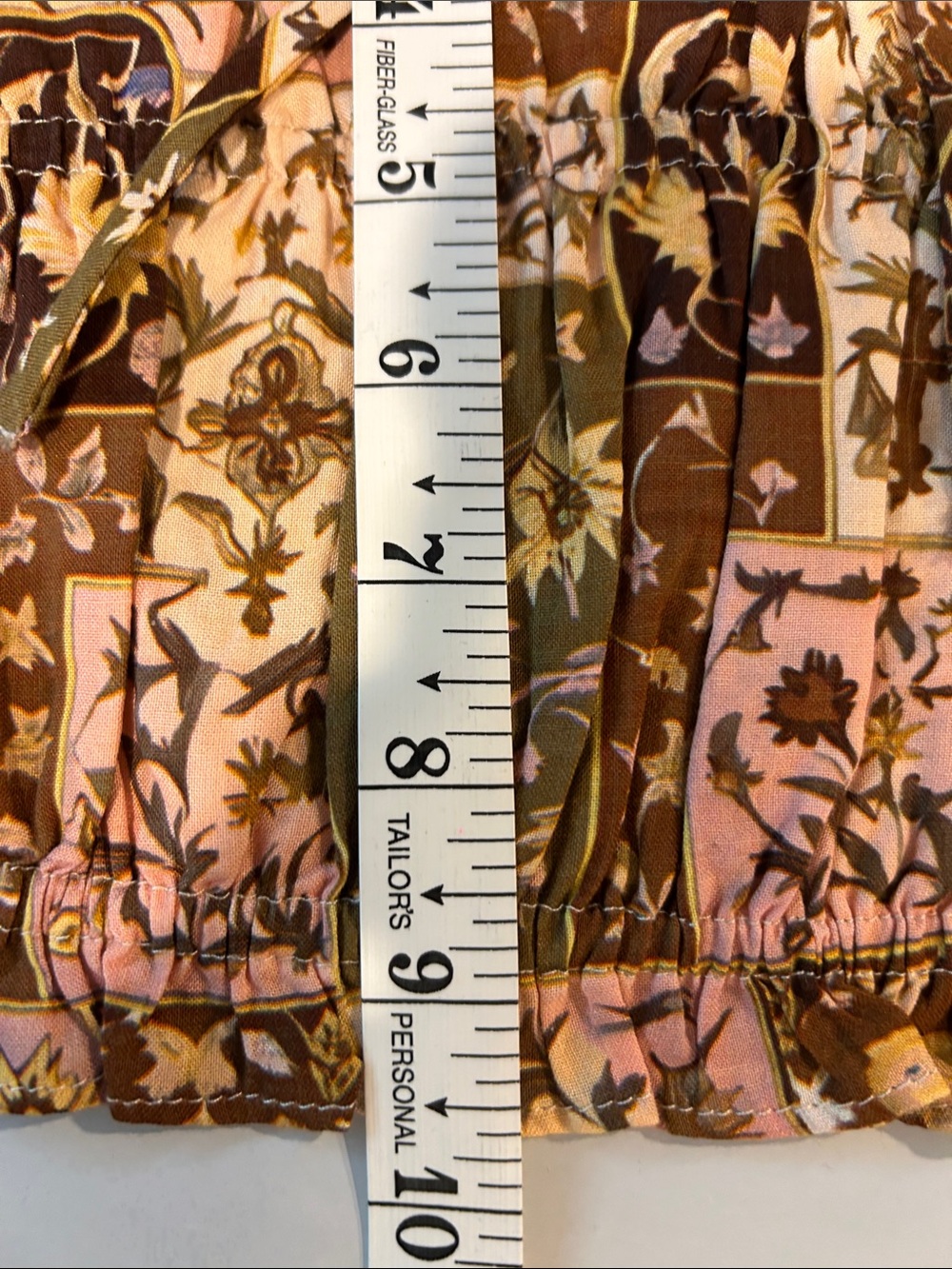 ACOA Floral Smocked Tube Top in Brown/Pink - Picture 6 of 7